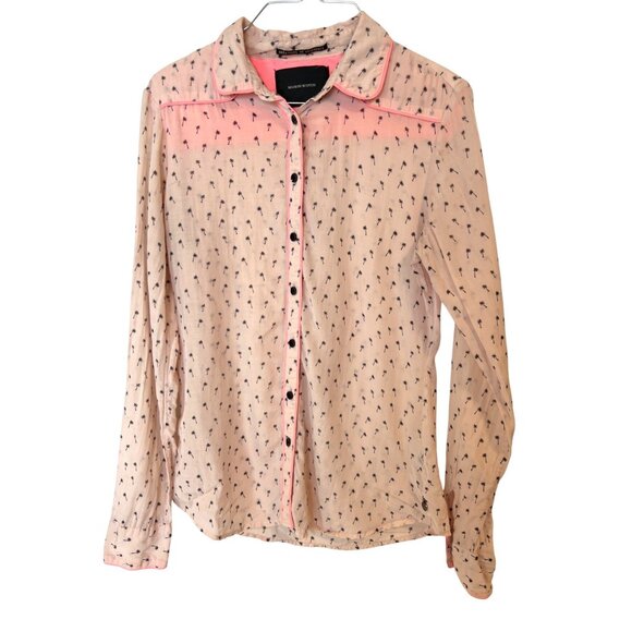 MAISON SCOTCH Tops - Maison Scotch Pink Palm Tree Patterned Button Blouse Size 2